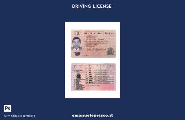 verified style modello di patente di guida islandese in stile verificato template